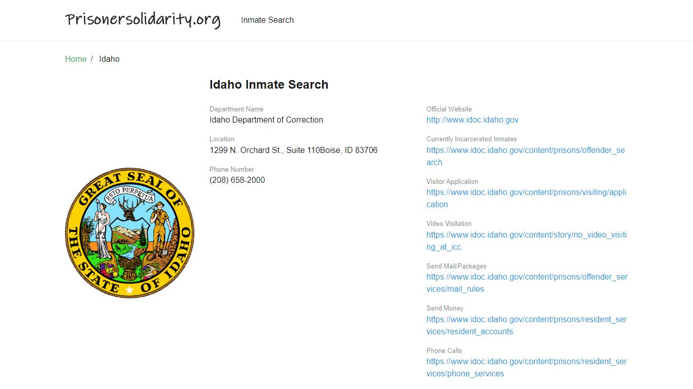 Idaho Inmate Search – Idaho Department of Correction Offender Lookup